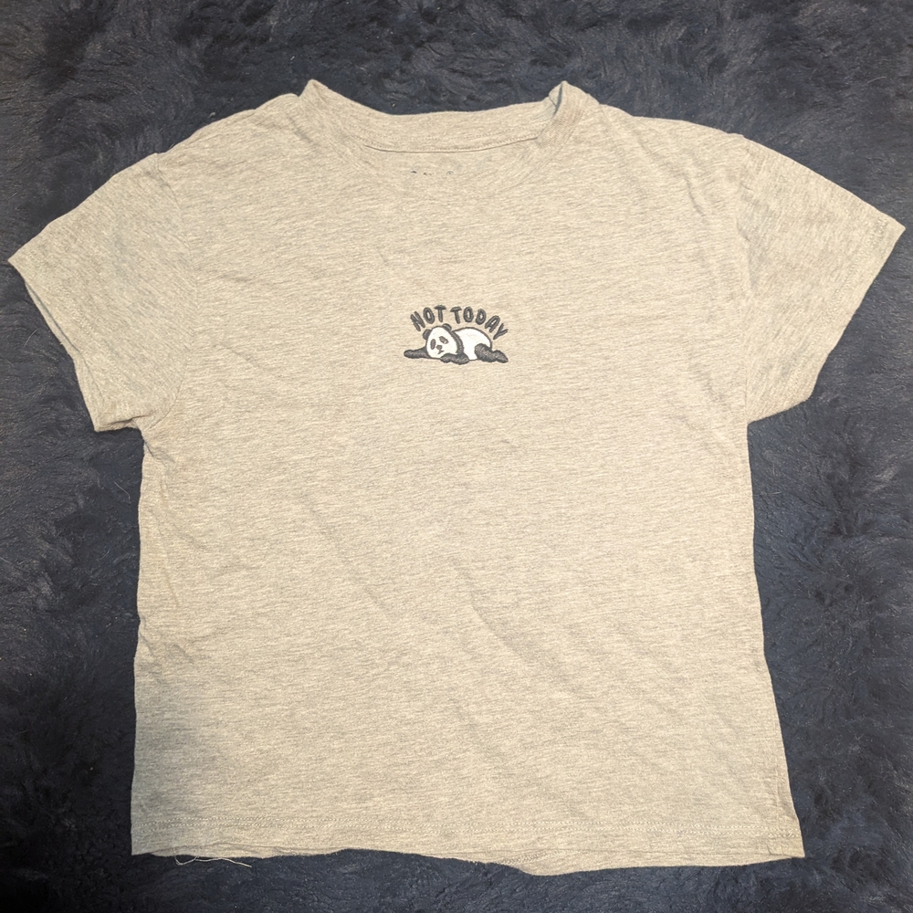 Gray Short Sleeve Tee with Panda Design